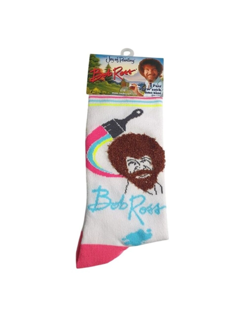 Bob Ross Joy Of Painting Crew Socks Polyester Colorful Artist Theme One Size